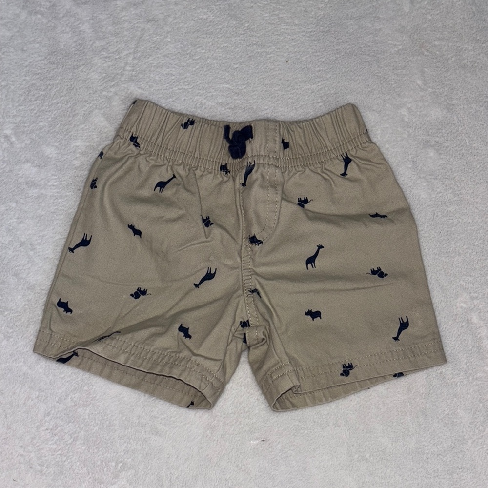 carters Tan Shorts with Animal Print 6-9 month